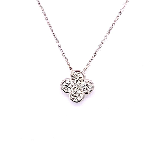ReMARKable Designs Natural Diamond Pendant Necklace in 14 Karat White Gold with 0.50ctw Round Diamonds, Cable Link Chain, Lobster Claw Clasp