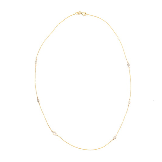 14K gold necklace with marquise diamonds.