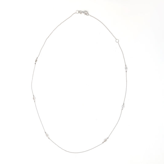 14K white gold necklace with marquise diamonds.