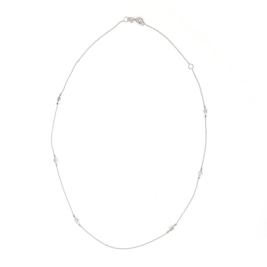 ReMARKable Designs Beautiful Not Broken Collection Natural Diamond Necklace in 14 Karat White Gold with 0.41ctw Marquise Diamonds, Cable Link Chain, Lobster Claw Clasp
