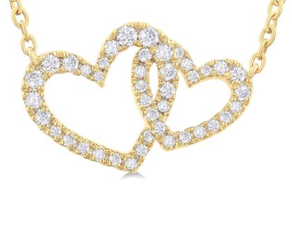 ReMARKable Designs Heart Natural Diamond Necklace in 10 Karat Yellow Gold with 0.23ctw Round Diamonds, Cable Link Chain, Spring Ring Clasp