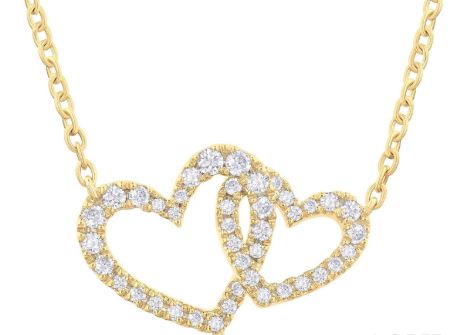 ReMARKable Designs Heart Natural Diamond Necklace in 10 Karat Yellow Gold with 0.23ctw Round Diamonds, Cable Link Chain, Spring Ring Clasp