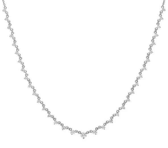 Diamond necklace with round stones in white gold.