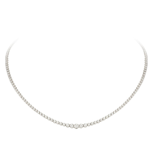 ARIHA JEWELS INC. Natural Diamond Necklace in 18 Karat White Gold with 3.00ctw Round Diamonds