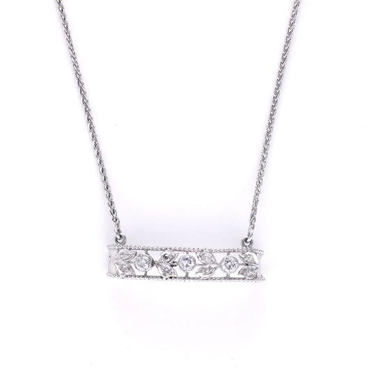 M Estate Collection Natural Diamond Necklace in 14 Karat - Platinum White with 0.38ctw Round Diamonds