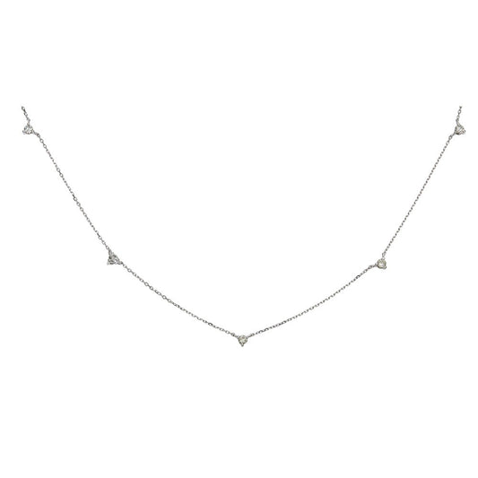 ReMARKable Designs Natural Diamond Earth Mined Diamond Necklace in 14 Karat White Gold with 0.76ctw Round Diamonds, Clarity: I1, Color: H/I, Diamond Cut Cable Chain, Lobster Claw Clasp