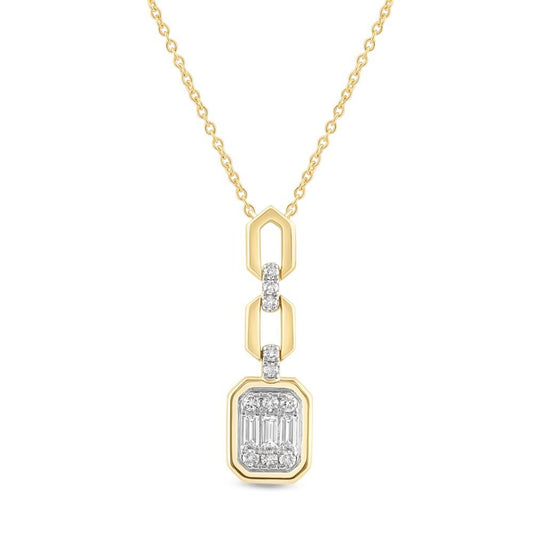 ReMARKable Designs Natural Diamond Necklace in 14 Karat Yellow Gold with 0.24ctw Various Shapes Diamonds
