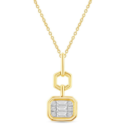 ReMARKable Designs Natural Diamond Necklace in 14 Karat Yellow Gold with 0.20ctw Various Shapes Diamonds