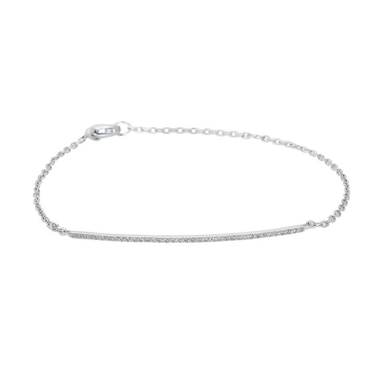 ReMARKable Designs Natural Diamond Curb Link Bracelet in 14 Karat White Gold with 0.10ctw Round Diamonds, Lobster Claw Clasp