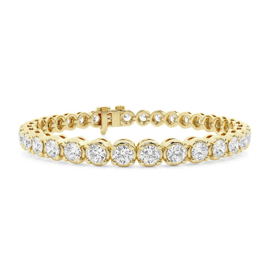 Marks 89 ReMARKable Designs Natural Diamond Bracelet in 14 Karat Yellow Gold with 8.05ctw Round Diamonds, Clarity: I1, Color: I/J