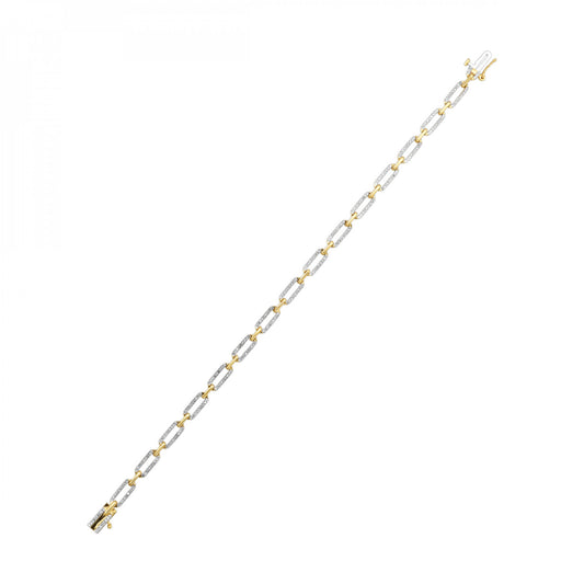 ReMARKable Designs Paperclip Natural Diamond Earth Mined Diamond Bracelet in 10 Karat Yellow Gold with 0.48ctw Round Diamonds, Hidden Plunger Clasp