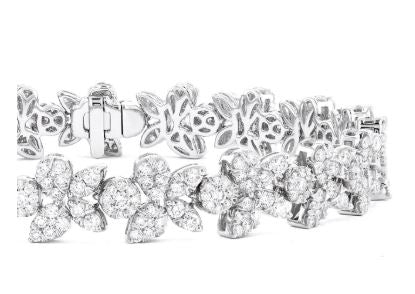 ReMARKable Designs Natural Diamond Fancy Link Bracelet in 18 Karat White Gold with 4.70ctw Round Diamonds, Hidden Plunger Clasp