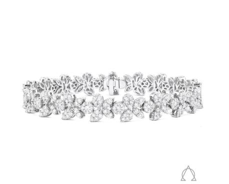 ReMARKable Designs Natural Diamond Fancy Link Bracelet in 18 Karat White Gold with 4.70ctw Round Diamonds, Hidden Plunger Clasp