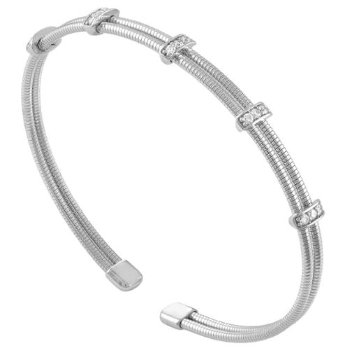 ReMARKable Designs Flexible Bangle Natural Diamond Bracelet in 14 Karat White Gold with 0.25ctw Round Diamonds, No Clasp