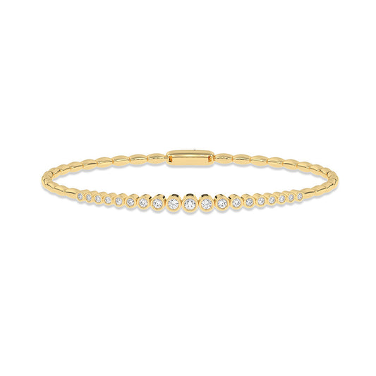 ReMARKable Designs Natural Diamond Bangle Bracelet in 14 Karat Yellow Gold with 0.50ctw Round Diamonds, Clasp: Integrated