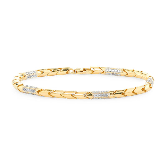 Fancy link diamond bracelet, yellow gold.