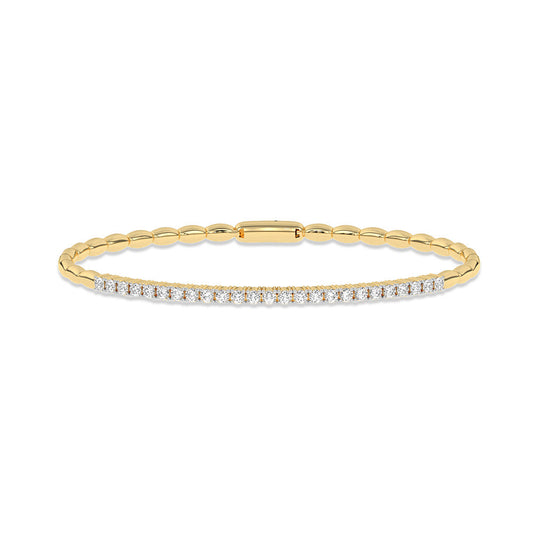 ReMARKable Designs ReMARKable Designs Natural Diamond Bangle Bracelet in 14 Karat Yellow Gold with 1.00ctw Round Diamonds, Integrated Clasp
