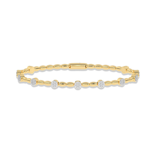 ReMARKable Designs Bangle Natural Diamond Bracelet in 14 Karat White Yellow Gold with 0.50ctw Round Diamonds, Integrated Clasp