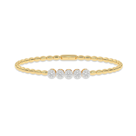 ReMARKable Designs Natural Diamond Ladies Bangle Bracelet in 14 Karat Yellow Gold with Integrated Clasp