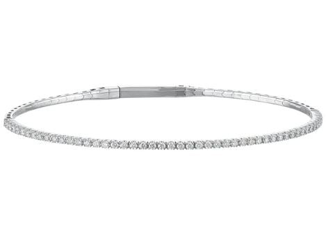 ReMARKable Designs Flexible Bangle Natural Diamond Bracelet in 14 Karat White Gold with 0.50ctw Round Diamonds, Clasp: Hidden Plunger