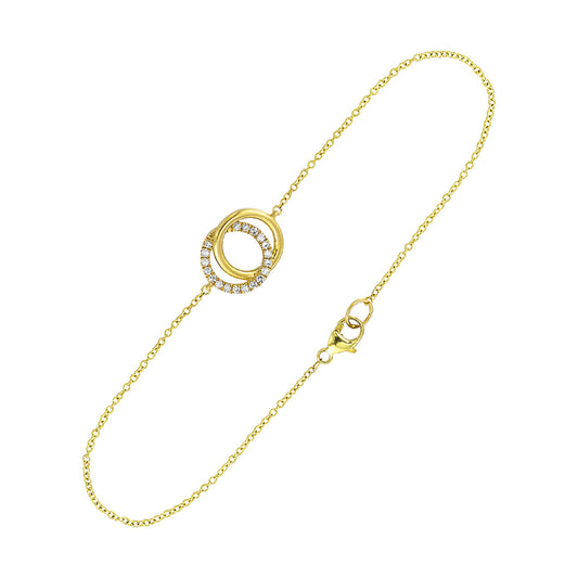 ReMARKable Designs Natural Diamond Ladies Bracelet in 14 Karat Yellow Gold with 0.10ctw Round Diamonds, Clasp: Lobster Claw