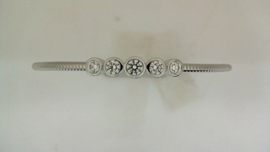 ReMARKable Designs Natural Diamond Flexible Bangle Bracelet in 14 Karat White Gold with 0.67ctw Round Diamonds, Hidden Plunger Clasp