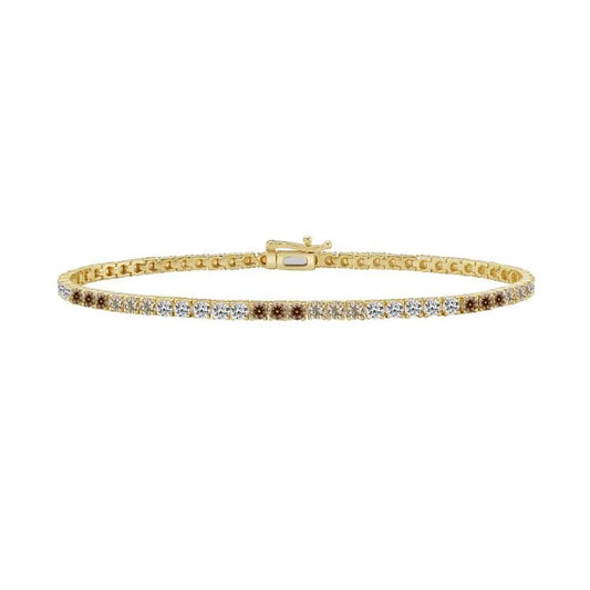 ReMARKable Designs Tennis Natural Diamond Bracelet in 14 Karat Yellow Gold with 4.00ctw Round Diamonds, Hidden Plunger Clasp