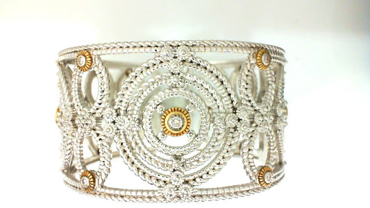 Natural Diamond Bracelet in Sterling Silver - 18 Karat White - Yellow