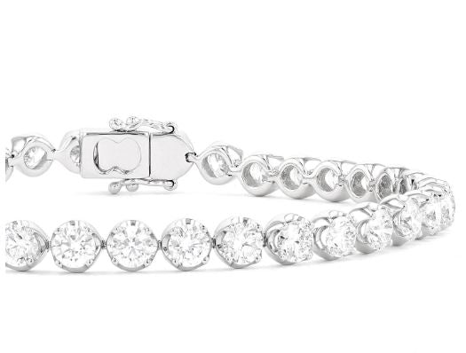Natural Diamond Bracelet in 18 Karat White with 7.92ctw G/H SI2-I1 Round Diamonds
