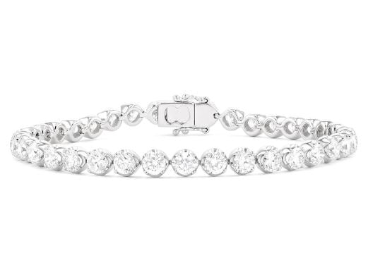 Natural Diamond Bracelet in 18 Karat White with 7.92ctw G/H SI2-I1 Round Diamonds