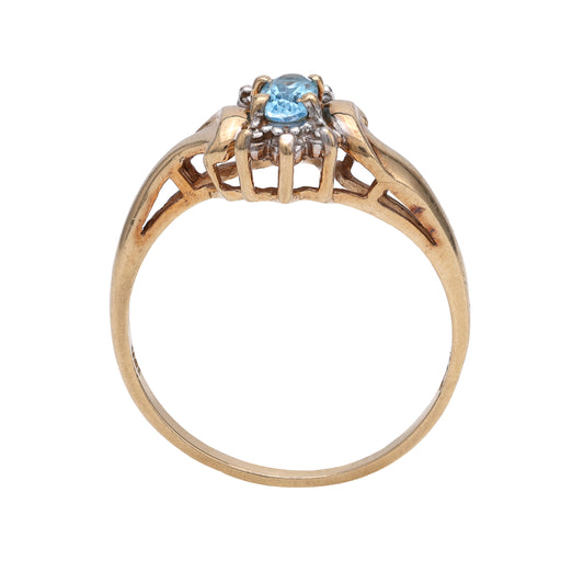 Marks Estate Dept 1 Estate Collection Color Gemstone Ring in 10 Karat Yellow Gold with 1 Oval Blue Topaz 0.22ctw