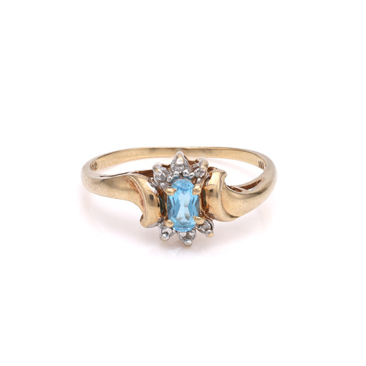Marks Estate Dept 1 Estate Collection Color Gemstone Ring in 10 Karat Yellow Gold with 1 Oval Blue Topaz 0.22ctw