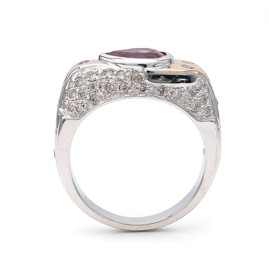 Marks Estate Dept 1 Estate Collection Color Gemstone Ring in 14 Karat White - Yellow Gold with Pear Pink Sapphire 2.66ctw 8.8mm
