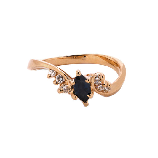 Color Gemstone Ring in 14 Karat Yellow with 1 Marquise Sapphire 0.20ctw 5.5mm-5.5mm