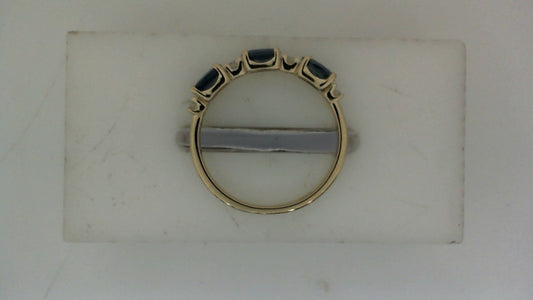 ReMARKable Designs 3 Oval Sapphire Color Gemstone Ring in 14 Karat Yellow Gold