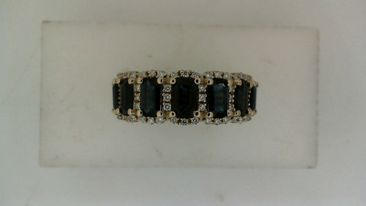 ReMARKable Designs Emerald Sapphire Color Gemstone Ring in 14 Karat Yellow Gold with 3 Emerald Sapphires 0.93ctw