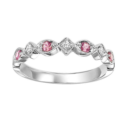 ReMARKable Designs Pink Tourmaline Band in 10 Karat White Gold with 4 Round Pink Tourmalines 0.16ctw