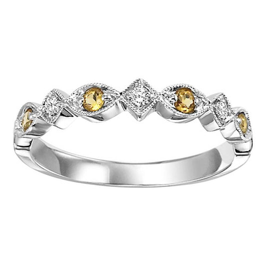 ReMARKable Designs Citrine Band in 10 Karat White Gold with 0.16ctw Round Citrines