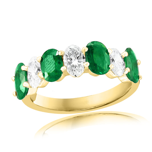 ReMARKable Designs Color Gemstone Band in 18 Karat Yellow Gold with 4 Oval Emeralds 1.54ctw