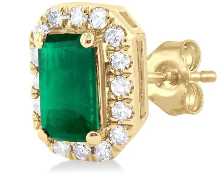 ReMARKable Designs Emerald Stud Earrings in 10 Karat Yellow Gold with 2 Emeralds 5mm