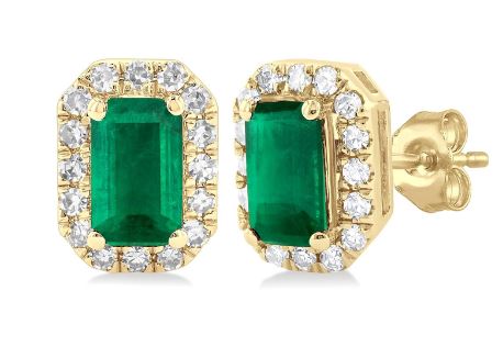 ReMARKable Designs Emerald Stud Earrings in 10 Karat Yellow Gold with 2 Emeralds 5mm