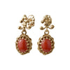 ReMARKable Estate Drop Reddish Orange Jasper Earrings in 14 Karat Yellow Gold with 2 Cabochon Jaspers