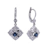 ReMARKable Estate Dangle Sapphire Earrings in 18 Karat White Gold with 2 Round Sapphires 0.50ctw