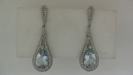 ReMARKable Designs Aquamarine Drop Earrings in 14 Karat White Gold with 2.27ctw Pear Aquamarines