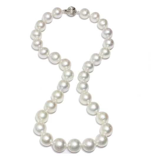 ReMARKable Designs Pearl Strand Color Gemstone Necklace in 14 Karat White with 40 South Sea Pearls