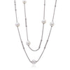 ALOR Station Color Gemstone Necklace in Stainless Steel Grey with 8 South Sea Pearls