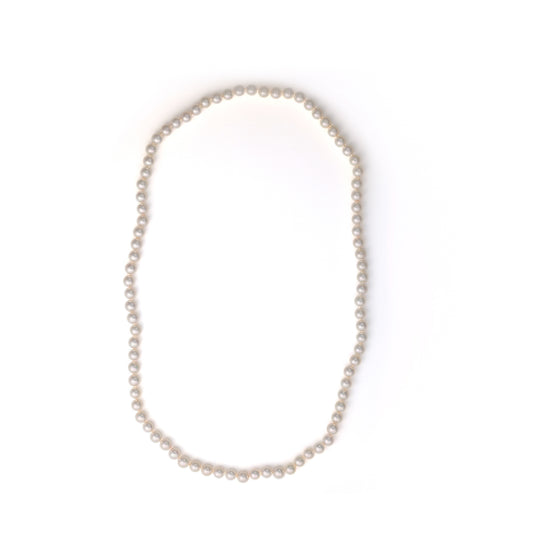 ReMarkable Estate Pearl Strand Color Gemstone Necklace in Elastic White with 85 Round White Pearls