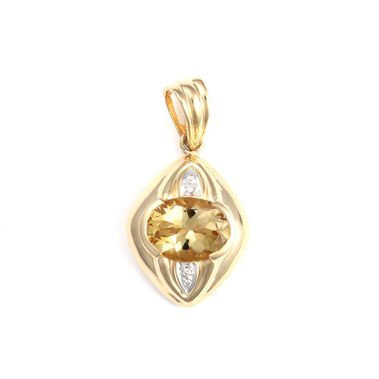 Marks Estate Dept 1 Estate Collection Color Gemstone Necklace in 18 Karat Yellow Gold with 1 Oval Citrine 5.52ctw 13.48mm-13.48mm
