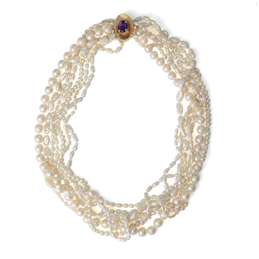 Marks Estate Dept 1 ReMARKable Estate Collection Oval Amethyst Necklace in 14 Karat - 18 Karat Yellow Gold with 1 Oval Amethyst 10mm