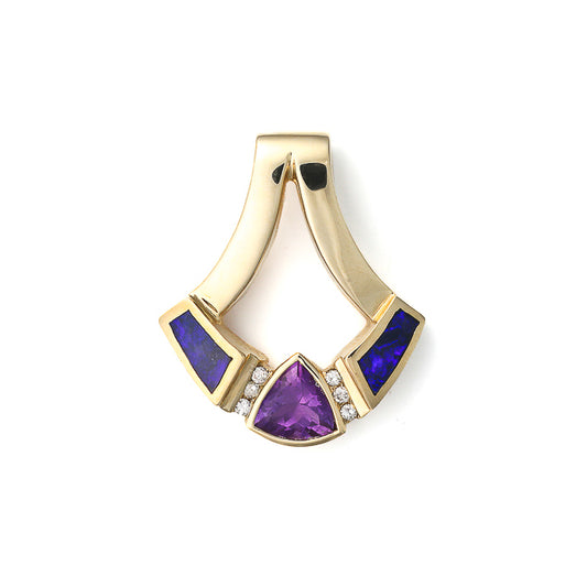 Marks Estate Dept 1 Estate Collection Color Gemstone Necklace in 14 Karat Yellow Gold with 1 Trillian Amethyst 8mm-8mm